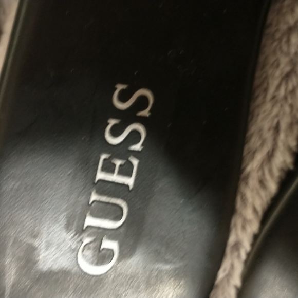 Guess  sandals black with silver bling lots of wear left size 8 medium - Picture 3 of 8